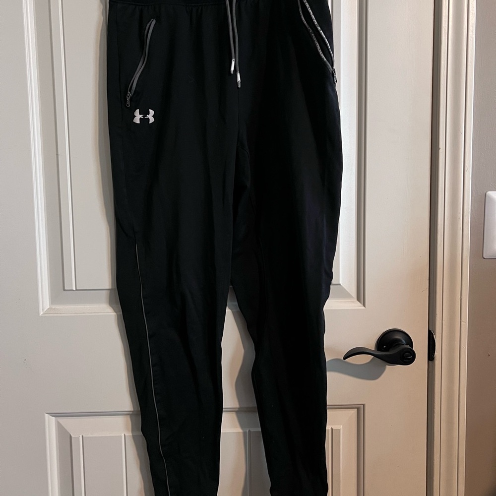 Under Armour Men's Black Sweatpants with White Accents